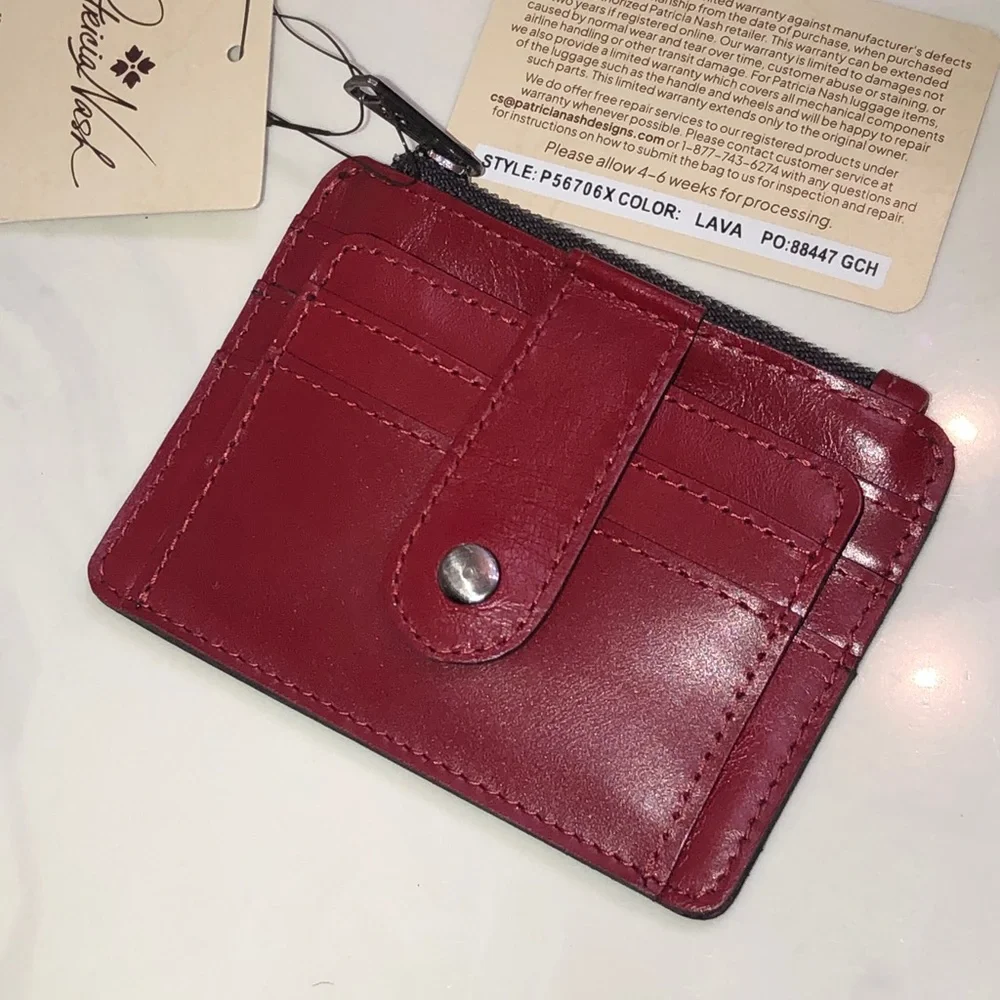 Patricia Nash Cassis Distressed Vintage Leather Card Wallet Case Color Lava NWT
